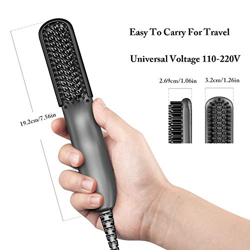 Beard Straightener for Men, Beard Straightening Quick Heated Comb Brush Mini Sized/Auto Shut Off/Anti Scald for Traveling, Home, Dating, Meeting, Camping etc