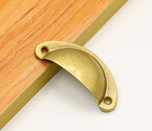 BOZONLI 12 Pack Retro Metal Kitchen Cupboard Drawer Cabinet Door Handles Knobs Yellow Bronze Shell Cup Pull Handle - Image 3