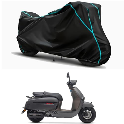Image of Waterproof Bike Body Cover Compatible for | Keeway Sixties 300i Matte | Taffeta Fabric, Sky Piping Design, Bottom Elastic Fit | Dustproof, Sun UV & Rain Protection for All Weather.