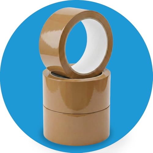 Stick Well Packaging Tape Industrial Brown Parcel Tape 3 Rolls With Low Noise - 48mm X 66m Secure Sticky Brown Tape For Box Packaging Moving Boxes Packing Tape Strong For Moving House (3 rolls)