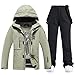 ALSOGO Damen Skianzug 2 Teilig Schneeanzug Wasserdicht Winddicht Winter Warme mit Abnehmbare Kapuzen zum Skifahren Snowboarden Schneejacke Schneehose