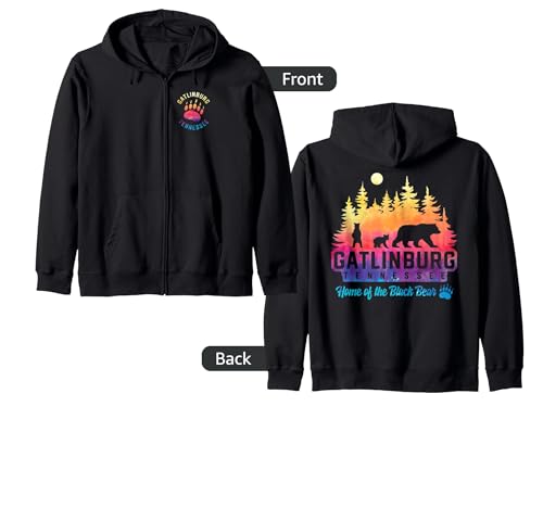 Gatlinburg Tennessee Bear Great Smoky Mountains Tie Dye Zip Hoodie