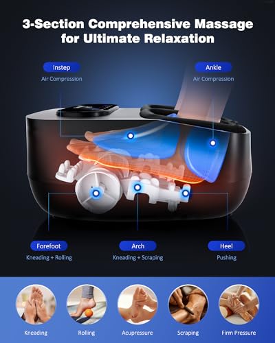 Image of KNQZE Foot Massager with Heat and Remote, Shiatsu Deep Kneading Feet Massager for Plantar Fasciitis & Neuropathy, Foot Warmer, Gifts for Mom Women Men Dad, Fits Up to Men Size 12(Black)