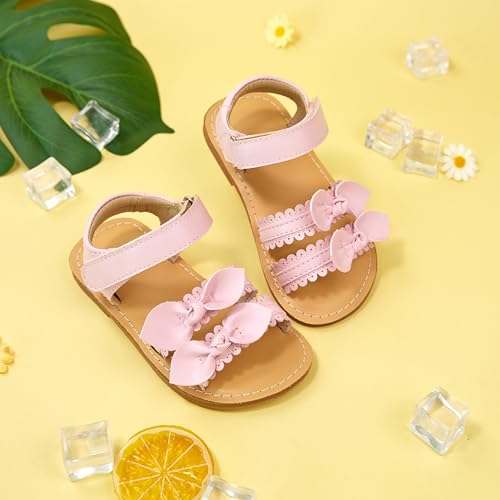 Image of Kolan Toddler Girl Sandals Open Toe Flat Princess Dress Shoes Little Kids