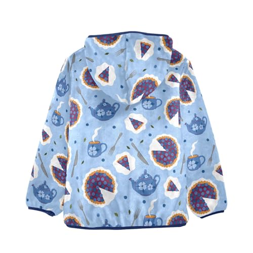 Blueberry Pie and Tea Girls Fleece Jacket Girls Fall Jacket Girls Zip Up Hoodie Girls Sherpa Jacket 2-10T2