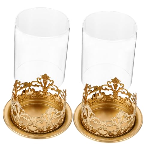 PRETYZOOM 2pcs Vintage Candle Holders for Transparent Craft Candle Jars Decorative Containers for Weddings Parties and Home