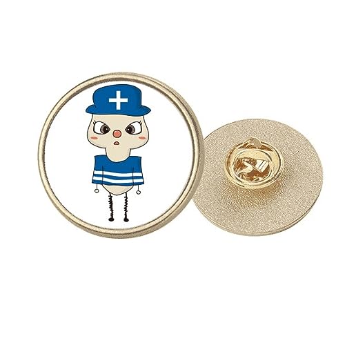 Broche drapeau Grèce Union Européenne en métal badge rond veste M