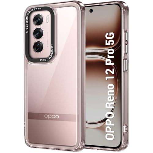 Image of TheGiftKart Hybrid Shockproof Back Cover Case for Oppo Reno 12 Pro 5G | Stylish Camera Border | Electroplated Buttons | Crystal Clear Hard Back Cover Case (TPU & PC, Transparent Bumper)