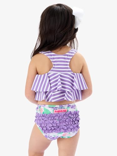 Image of RuffleButts Girls UPF50+ Sun Protection Flounce Bikini Two Piece Swimsuit