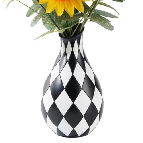 Jarrón a Cuadros Florero Decorativo Estético de Mesa Elegante 2