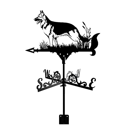 Girouette berger allemand en métal rétro pour décoration de jardin
