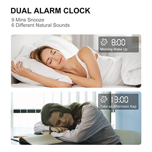 Digital Alarm Clock With Usb Charger,Radio Alarm Clocks For Bedrooms With Led Large Display,Natural Light Alarm Clock For Kids , With Natural Sound For Teens, Seniors #TOP2