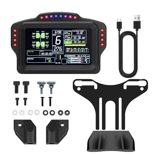 Image of DV480 Pro V5 SimRacing Dashboard-DDU-Display Sim Racing Dash with 5 inch Screen & 16 RGB LEDs for Simulation Racing Games Accessories include Bracket for Wheel Base, Compatible with all DD bases