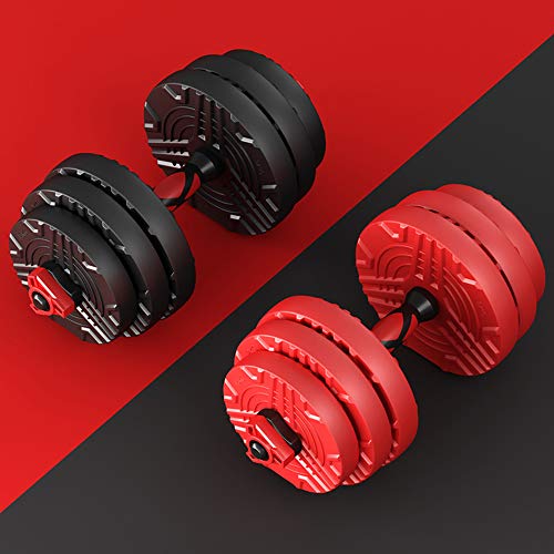 Rubberen halter zwart/rood halters dames heren fitness woning verstelbare gewichtenset combinatie halter 10/20 / 30kg… - Afbeelding 3