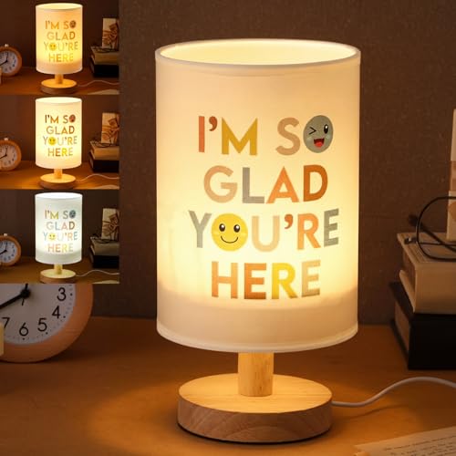 VIHOSE Boho Classroom Lamp 5.2 x 9.65 Inch Fabric Table Lamp with Wood Base Back to School Decorations Adjustable 3 Color Lamps for Reading Corner Classroom Lights for Teachers Gifts