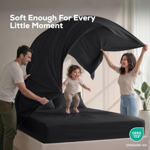 Image of Utopia Bedding Queen Bed Sheets Set - Pack of 2 Sheet Sets - Perfect for Spa, Hotel, & Guest Bedroom - Brushed Microfiber - Shrinkage and Fade Resistant - Easy Care (Black)
