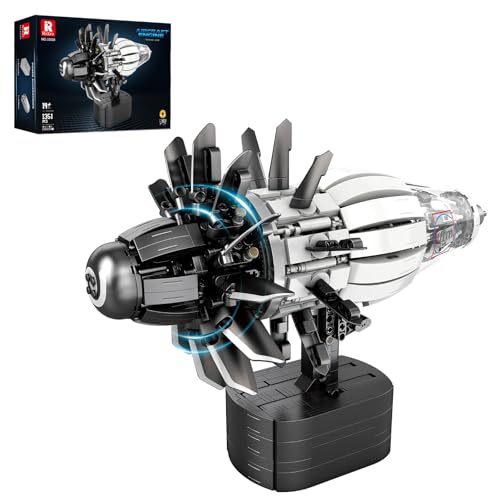 Reobrix Aircraft Engine Model Building Kit for Adults, 1351PCS Motorized Jet Turbofan Engine with Motor, STEM Mechanical Educational Building Blocks Toy for Teens and Collectors, Creative Display Gift