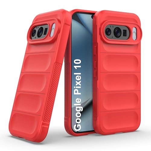 Image of amazon basics Back Case Cover for Google Pixel 10 | Compatible for Google Pixel 10 Back Cover | Liquid Silicon Magic Case with Camera Protection | Red