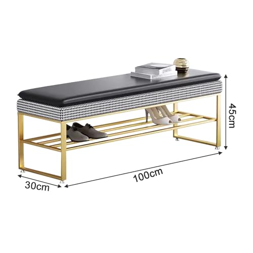 Banc à chaussures en structure métallique noire élégante - 3