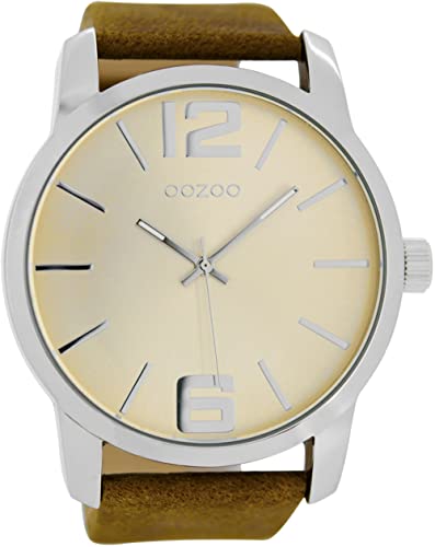 Oozoo C6701 Herrenuhr, braunes Lederarmband, Streifen