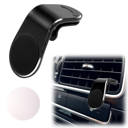 Lyreh Mobile Phone Navigation Magnetic Bracket, 360° Rotational L-Type Magnetic Car Mount Universal Phone Holder Air Vent Car Magnet Mount for All Smartphones (Black)