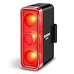 RAVEMEN TR500 500 Lumen fanale Posteriore per Bici per Guida Notturna Diurna,Luce Posteriore per Bici con sensore di frenata, USB C Ricaricabile Montare i reggisella Rotondi/aerodinamici