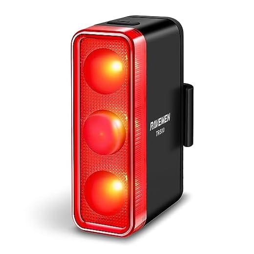 RAVEMEN TR500 500 Lúmenes Luz Trasera de Bicicleta para Conducción Nocturna Diurna,Visibilidad Lateral,6 Modos de Luz,USB C Carga Montar tijas de sillín Redondas/aerodinámicas