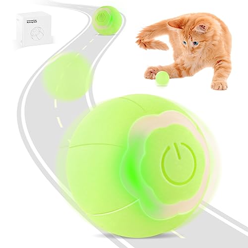 SLE Giocattolo Interattivo per Gatti Elettrico Automatica, Giocattolo Palla Intelligente Rotolante per Gatti, Giochi per Gatti Rimbalzante con 2 modalità Stimolazione del Movimento (green)