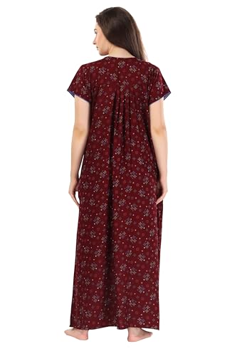 Image of Soulemo Women's Cotton, Rayon & Polyester Printed Maxi Nighty (Alpine) 861