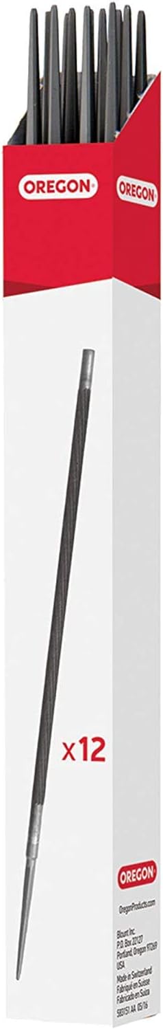 Oregon 5/32" (4.0 mm) Professional Chainsaw Chain Sharpening Round Files to Sharpen 1/4", 3/8" Low Profile Saw Chains, 12 Pack (70504)