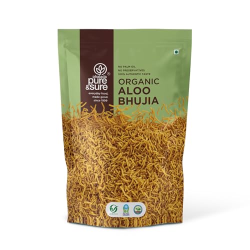 Image of Pure & Sure Organic Aloo Bhujia Namkeen 120gm| Ready to Eat Snacks | Crispy & Light | No Artificial Flavors & Colors