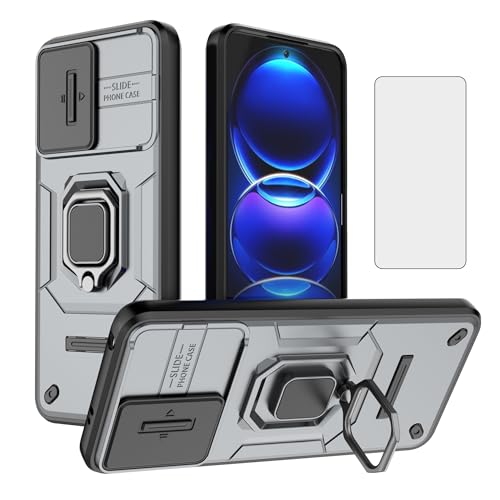 Coque Poco X5 blindée à bague et protège-caméra coulissant