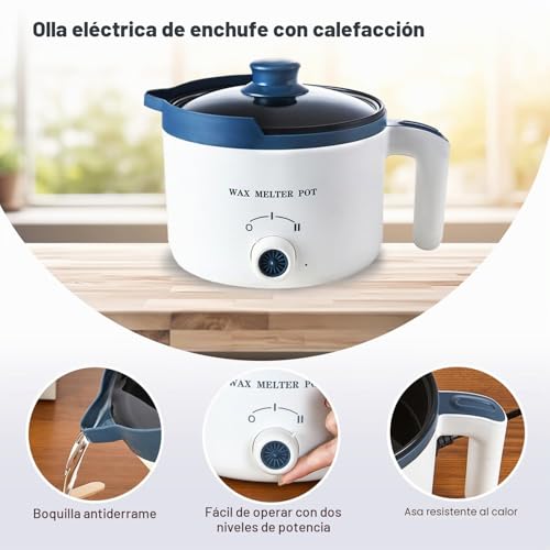 Miniatura 4 de Lingqian Olla Para Derretir Cera Con Boquilla, Olla Eléctrica De 1,5 Litros Para Derretir Velas Con Mango Resistente Al Calor, Fundidor De Cera Para Adultos.