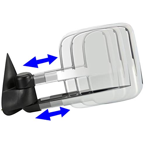 Pair Chrome Manual Telescoping Folding Rear View Side Towing Mirrors Compatible With C/K Pickup C10 Gmt400 88-02 #TOP2
