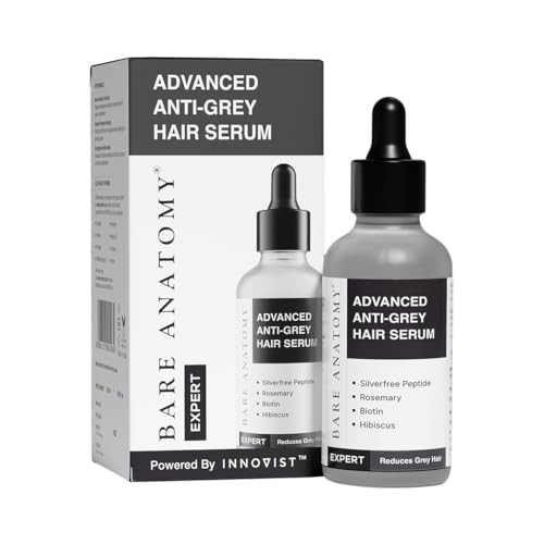 Bare Anatomy Advanced Anti-Grey Serum | Reduces Hair Greying | Silverfree Peptide + Biotin + Rosemary | Fast Absorbing, Odorless, Non-Sticky | Clinically proven formula For Men & Women | 50ml
