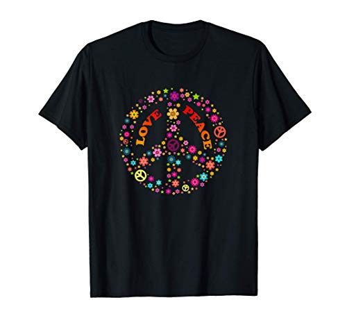 Peace Sign Love T Shirt | 60s 70s Hippie Costume T-Shirt Maglietta