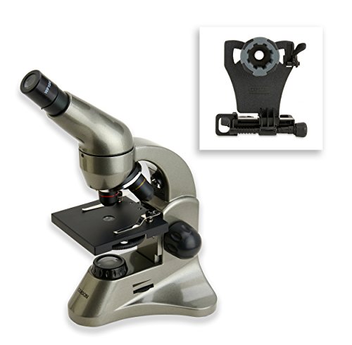 Image of Carson Beginner 40x-400x Student Compound Microscope with Universal Smartphone Digiscoping Adapter and CarsonCam Phone App (MS-040SP)