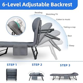 BSISHL Camping Cot with Mattress, No Assembly Required Heavy Duty Folding Camping Cot for Adults, 550 Lbs Capacity Adjustable Portable Sleeping Bed for Indoor, Outdoor & Patio Use (L''70)