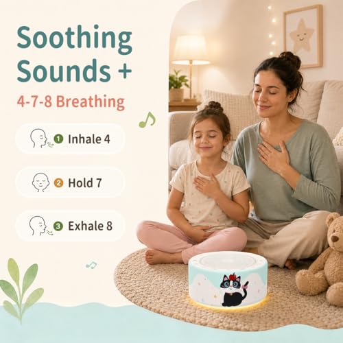 Image of Kipcush White Noise Machine for Baby & Adults, Sleep Sound Machine with 30 Soothing Sounds, 8-Color Night Light, Memory Function, White Noise for Sleeping, Nursery, Office, Travel, Relaxation