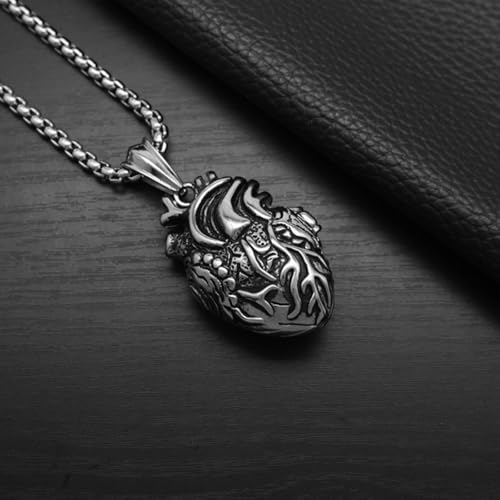 Collar de Sagrado Corazón abatible, colgante de arte médico y medallón anatómico 4