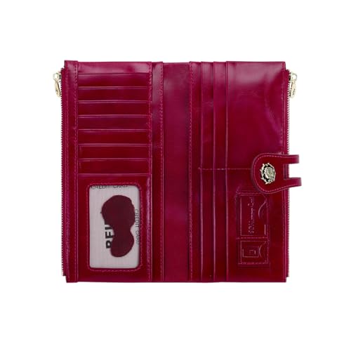 Image of Women's RFID Blocking Wallet Soft Leather Clutch Money Ladies Purse Slim Card Holder Organizer Zip Pocket (3013-purple)