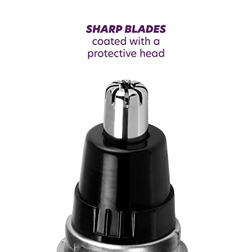 Groom Essentials Ear And Nose Hair Trimmer For Men, Travel Size Battery-Operated Beard Trimmer, Ergonomic Design & Rotary Blade For Painless Trim, Pocket-Size, Brush & Cap Included, Grooming On The Go #TOP3