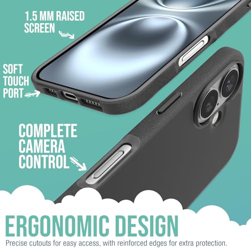 Image of Smartish iPhone 16 MagSafe Case - Gripmunk Magnetic Slim Case [Lightweight + Protective] Thin Grip Cover with Microfiber Lining for Apple iPhone 16 - Black Tie Affair