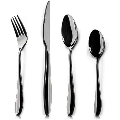 HaWare 16 Piece Black Cutlery Set Cover