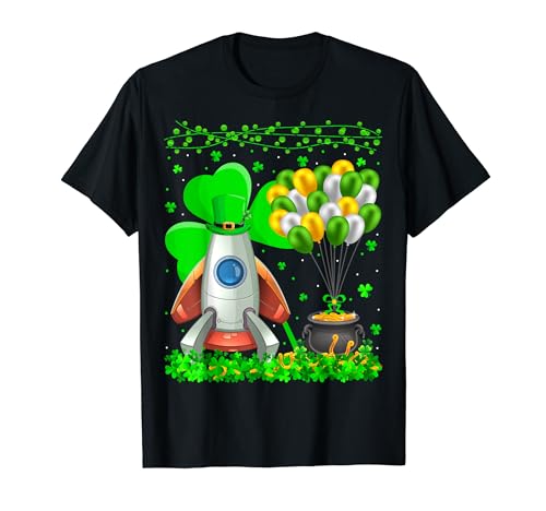 Lucky Balloon Irish Shamrock Rocket St. Patrick's Day T-Shirt