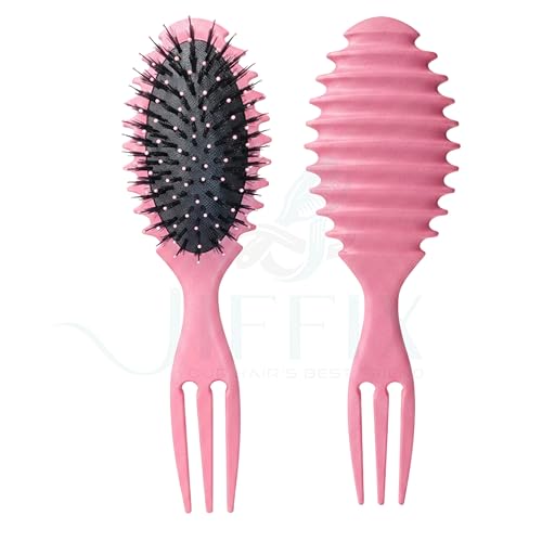 Image of Curly Hair Brush for Women & Men - Detangling Comb for Curly, Wavy, Thick & Textured Hair | Anti-Frizz, Wet & Dry Curl Defining Brush with Scalp Massage & Anti-Breakage Bristles - Pastel Pink