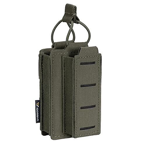 Idogear Single Mag Pouches 5.56Mm & 9Mm Kangaroo Magazine Pouch Elastic Tactical Open Top Molle Pouch For Rifle And Pistol M4 M16 Ar 5.56 9Mm .40 S&W .45 Acp Magazines Laser-Cut Style (Ranger Green) #TOP23