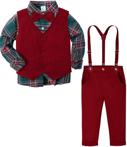 Image of A&J DESIGN Toddler Boys Formal Clothes Suspender Outfit Dress Suit 12M - 6Y