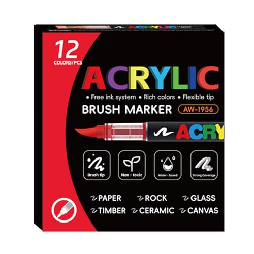 RGYBAO Rotulador de pintura acrílica líquida con punta de pincel suave para hacer tarjetas, dibujar, colorear, álbumes de recortes, diario