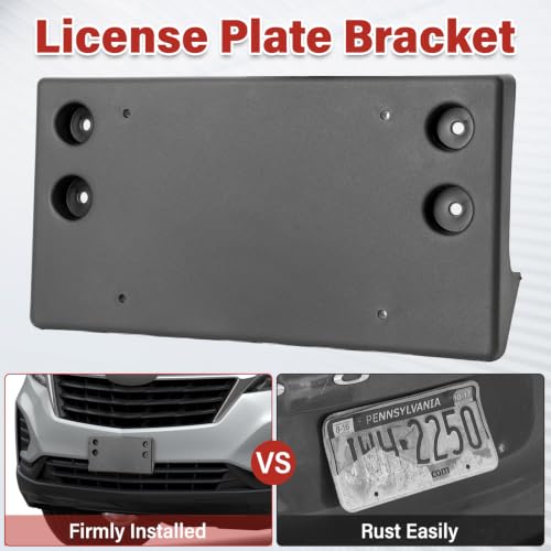 Image of License Plate Bracket Accessories for Chevrolet Chevy Equinox 2022 2023 2024, Front Bumper License Plate Holder Replacement Frame Black Mount